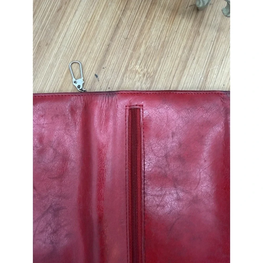 HOBO‎ INTERNATIONAL Ruby Red Leather Clutch Clean Inside Magnetic